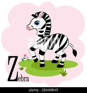 Z für Zebratier ABC-Alphabet Stock Vektor