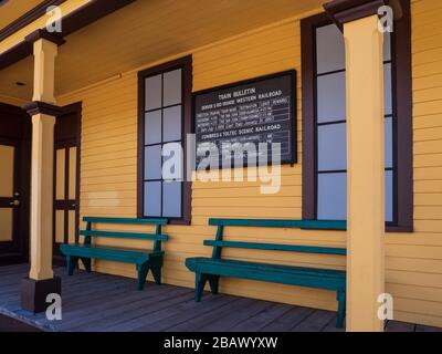 Depot auf dem Cumbres Pass, Cumbres & Toltec Scenic Railroad zwischen Chama, New Mexico und Antonito, Colorado. Stockfoto