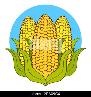 Super Corn Crop-Vector Logo-Vorlage. Schild Mit Organischem Getreide. Symbole Der Ökologie. Biosimiles. Ein Abzeichen der Auszeichnung für Landwirtschaft und Natur. Jahr Der Whe Stock Vektor