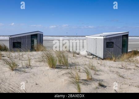 strandhäuser aus holz zu mieten in Kijkduin, DEN HAAG, Holland Stockfoto