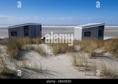 strandhäuser aus holz zu mieten in Kijkduin, DEN HAAG, Holland Stockfoto