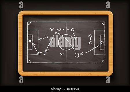 Schwarze Tafel mit Fußballplan Stock Vektor