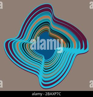 Mehrfarbig geschweift, Spule, Kreiselvolutform. Garnwirbel konzentrisch, radial, strahlend und kreisförmig, kreisförmig drehend Stock Vektor