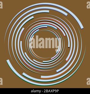 Mehrfarbig geschweift, Spule, Kreiselvolutform. Garnwirbel konzentrisch, radial, strahlend und kreisförmig, kreisförmig drehend Stock Vektor