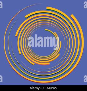 Mehrfarbig geschweift, Spule, Kreiselvolutform. Garnwirbel konzentrisch, radial, strahlend und kreisförmig, kreisförmig drehend Stock Vektor