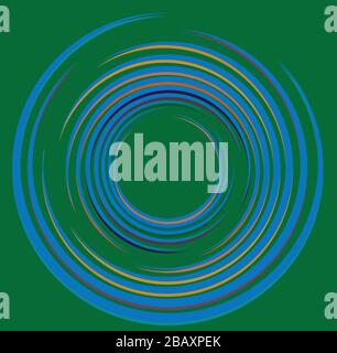 Mehrfarbig geschweift, Spule, Kreiselvolutform. Garnwirbel konzentrisch, radial, strahlend und kreisförmig, kreisförmig drehend Stock Vektor