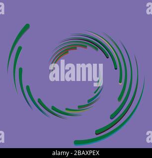 Mehrfarbig geschweift, Spule, Kreiselvolutform. Garnwirbel konzentrisch, radial, strahlend und kreisförmig, kreisförmig drehend Stock Vektor