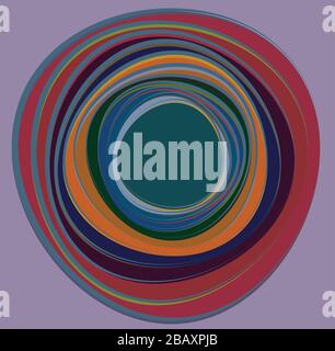 Mehrfarbig geschweift, Spule, Kreiselvolutform. Garnwirbel konzentrisch, radial, strahlend und kreisförmig, kreisförmig drehend Stock Vektor