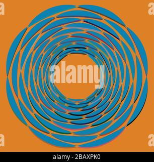 Mehrfarbig geschweift, Spule, Kreiselvolutform. Garnwirbel konzentrisch, radial, strahlend und kreisförmig, kreisförmig drehend Stock Vektor