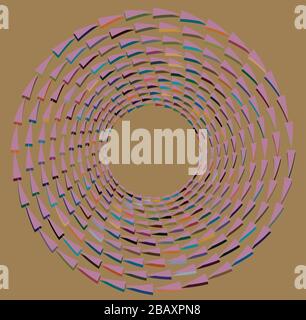 Mehrfarbig geschweift, Spule, Kreiselvolutform. Garnwirbel konzentrisch, radial, strahlend und kreisförmig, kreisförmig drehend Stock Vektor
