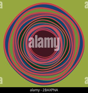 Mehrfarbig geschweift, Spule, Kreiselvolutform. Garnwirbel konzentrisch, radial, strahlend und kreisförmig, kreisförmig drehend Stock Vektor
