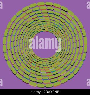 Mehrfarbig geschweift, Spule, Kreiselvolutform. Garnwirbel konzentrisch, radial, strahlend und kreisförmig, kreisförmig drehend Stock Vektor