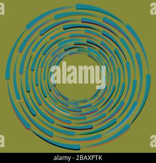 Mehrfarbig geschweift, Spule, Kreiselvolutform. Garnwirbel konzentrisch, radial, strahlend und kreisförmig, kreisförmig drehend Stock Vektor