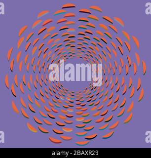 Mehrfarbig geschweift, Spule, Kreiselvolutform. Garnwirbel konzentrisch, radial, strahlend und kreisförmig, kreisförmig drehend Stock Vektor