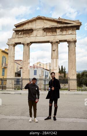 Touristenporträt im römischen Agora Athen Griechenland Stockfoto