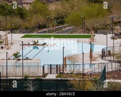 Schöne Wohngegend der MacDonald Ranch in Henderson, Nevada Stockfoto