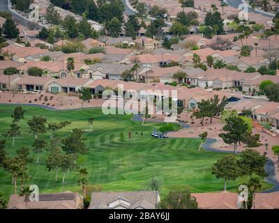 Schöne Wohngegend der MacDonald Ranch in Henderson, Nevada Stockfoto