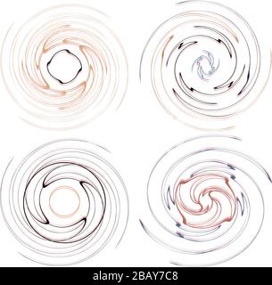 Dunkle, dunkle Spiral-, Spiral- und Drallformen. Abstrakte Designelemente aus Volute und Helix. Spire, Sworl Illustration Stock Vektor