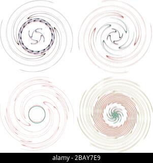 Dunkle, dunkle Spiral-, Spiral- und Drallformen. Abstrakte Designelemente aus Volute und Helix. Spire, Sworl Illustration Stock Vektor