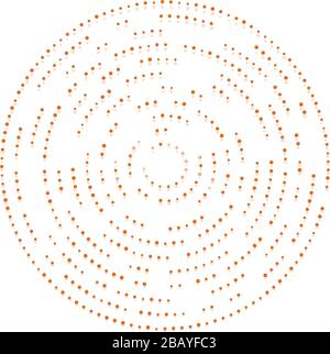 Zufällige Punkte, Kreise abstrakt. Sprenkel, radial gepunktet, strahlend, kreisförmige geometrische Abbildung. Polka-dots, pointillist, pointillism Design elemen Stock Vektor