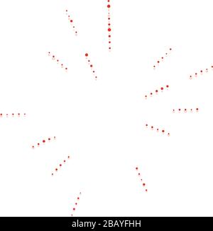 Zufällige Punkte, Kreise abstrakt. Sprenkel, radial gepunktet, strahlend, kreisförmige geometrische Abbildung. Polka-dots, pointillist, pointillism Design elemen Stock Vektor