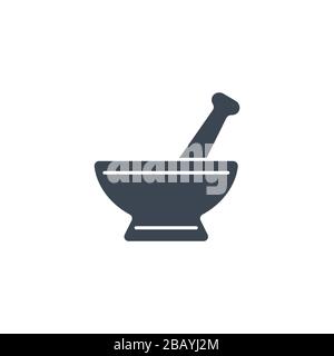 Symbol für Mörtel- und pfahlbezogene Vektorgyphe. Stock Vektor