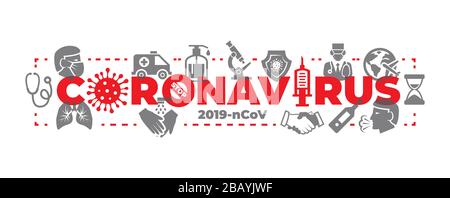 CORONAVIRUS Konzept mit Symbolen und Zeichen. Stock Vektor