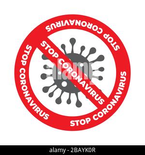 Stoppen Sie das Coronavirus-Symbol auf weißem Hintergrund Stock Vektor