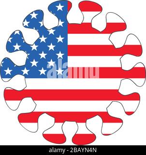 Abbildung: Virus mit amerikanischer Flagge in der Mitte Stock Vektor