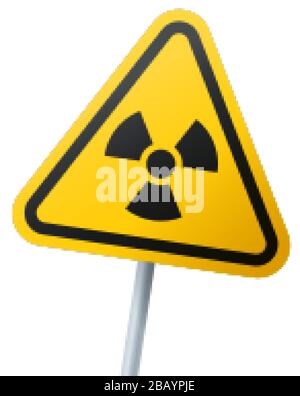 Symbol für ionisierende Strahlung. Dreieckszeichen eines radioaktiven Abfalls und Materials Stock Vektor