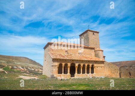 Kirche San Pedro. Caracena, Provinz Soria, Castilla Leon, Spanien. Stockfoto