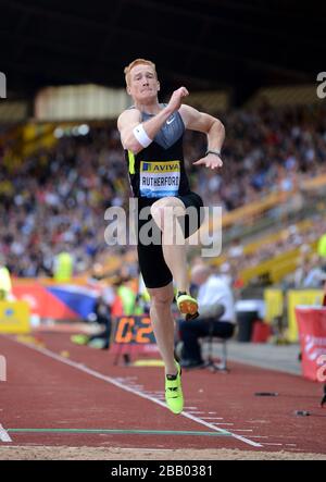 Großbritanniens Greg Rutherford im Rahmen des Long Jump Wettbewerbs im Einsatz Stockfoto