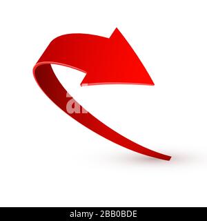 Realistischer roter, wirbelnde Pfeil. Vektorgrafiken auf weißem Hintergrund Stock Vektor