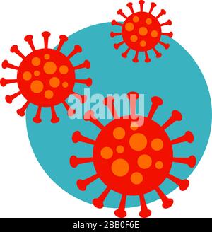 Bild von Coronavirus in flachem Stil auf blauem Hintergrund. Art Vektor Illustration. Stock Vektor