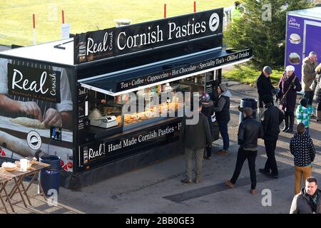 Essen steht auf der Wetherby Racecourse Stockfoto