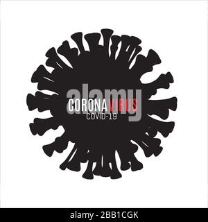 Schwarze Silhouette des Coronavirus-Vektorsymbols auf weißem Hintergrund Konzertschutz vor Coronavirus-Infektionen. Stock Vektor