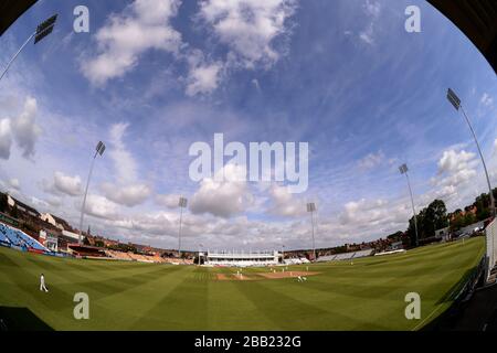 Eine Aussicht auf den County Ground in Northampton als Northamptonshire nehmen Sie auf Derbyshire Stockfoto