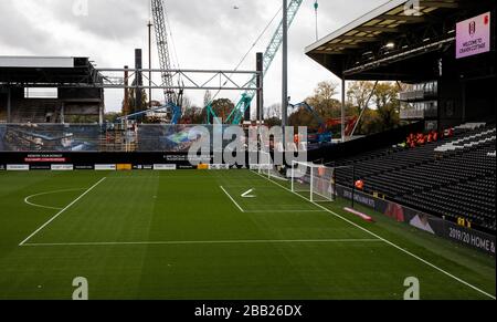 Allgemeiner Blick auf Craven Cottage vor dem Spiel Stockfoto