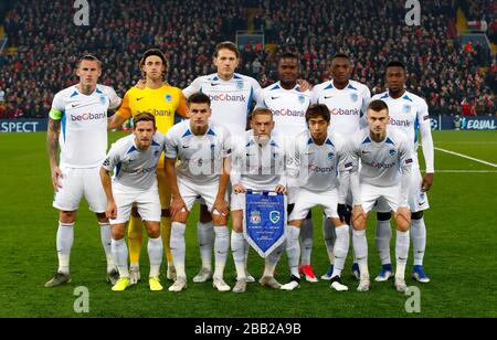 KRC Genk Teamgruppe vor der Partie Stockfoto