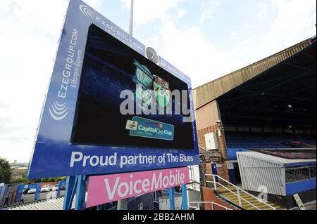 Ein allgemeiner Blick auf die Video-Anzeigetafel im St Andrew's Stadium, der Heimat von Birmingham City Stockfoto