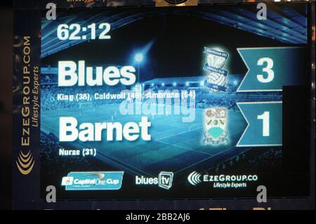 Eine allgemeine Ansicht des Anzeigers "Birmingham City 3, Barnet 1" Stockfoto