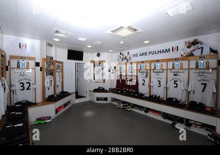 Allgemeiner Blick auf die Fulham Umkleidekabine Stockfoto