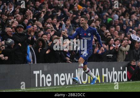 Chelseas Christian Pulisic feiert, nachdem er das zweite Tor erzielt hat Stockfoto