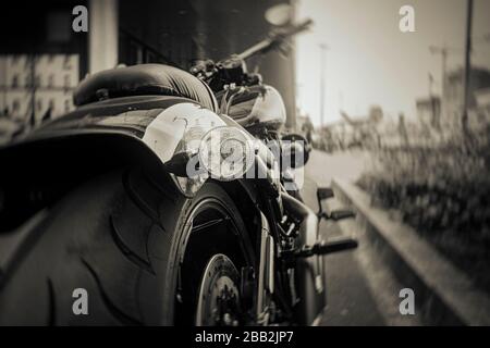 Hinteren Teil des Motorrades mit einem Blinker, hinten anzeigen Stockfoto