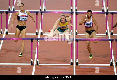 Die australische Sally Pearson gewinnt die 100 Meter Hürden der Frauen Stockfoto