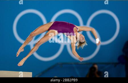 Frankreichs Audrey Labeau während der 10-m-Plattform der Frauen im Aquatics Centre im Olympiapark, am 12. Tag der Olympischen Spiele 2012 in London. Stockfoto