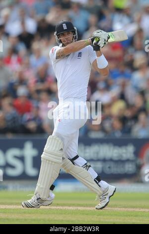 Englands Kevin Pietersen trifft gegen Südafrika Stockfoto