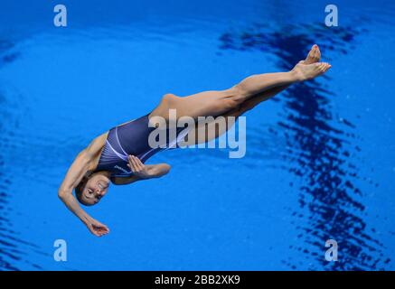 Italiens Tania Cagnotto im Einsatz beim 3-m-Springbord-Finale der Frauen im Aquatic Center Stockfoto