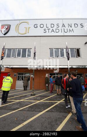 Ein allgemeiner Blick auf das Goldsands Stadium. Stockfoto