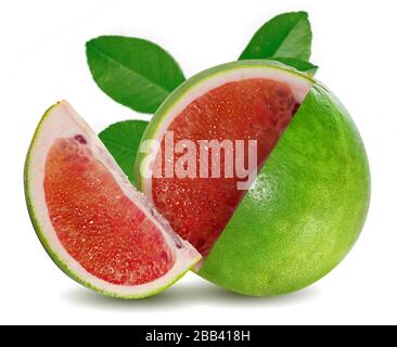 Roter Pomelo isoliert auf weißem Hintergrund Stockfoto